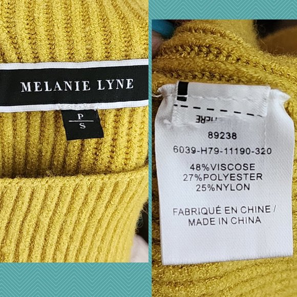 Melanie Lyne Yellow Ribbed Knit Embellished Mockneck Sweater - Picture 5 of 5